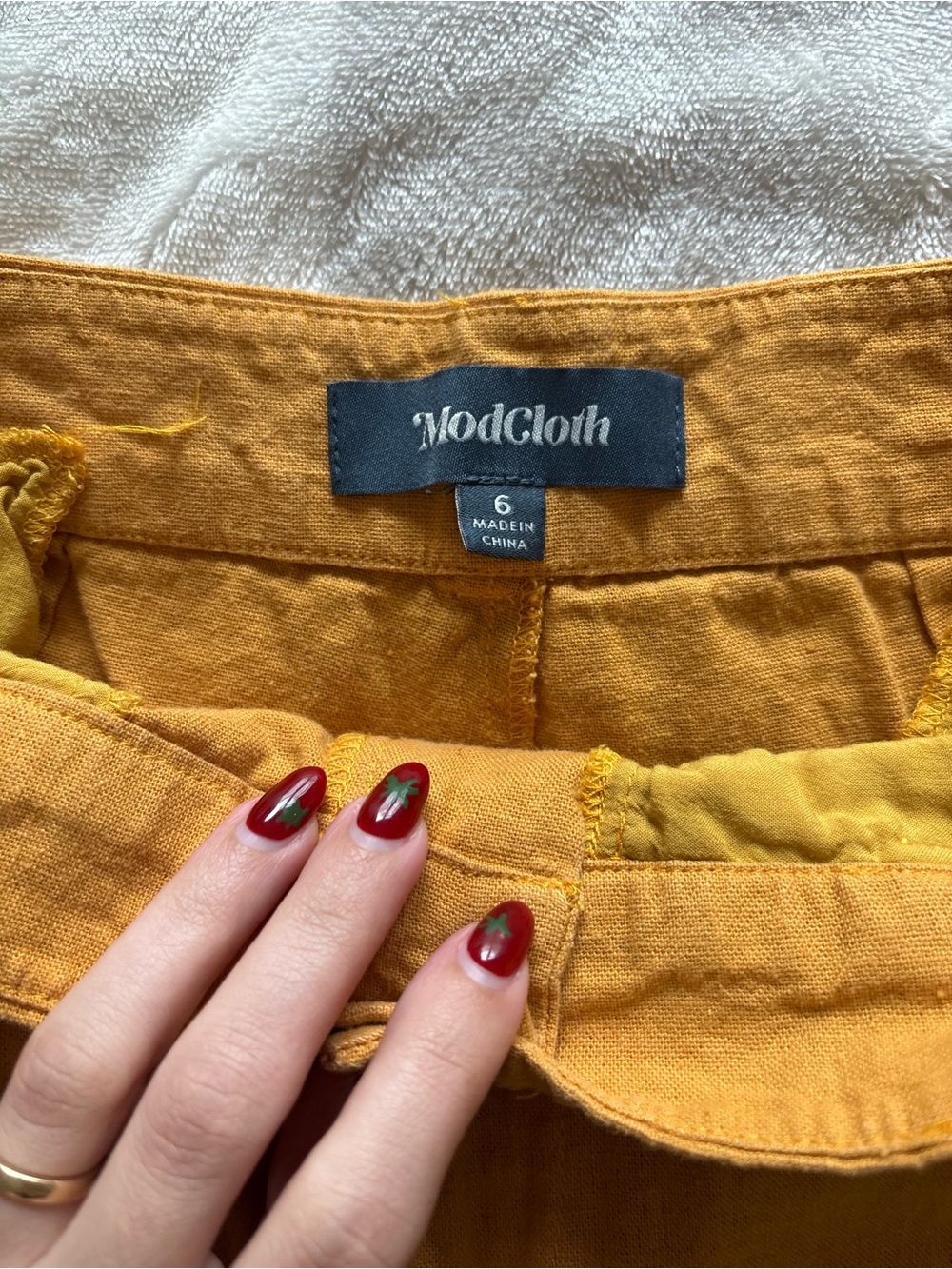 Women's Mustard Linen Blend Blazer and pants suit modcloth set 6 medium - Picture 6 of 6